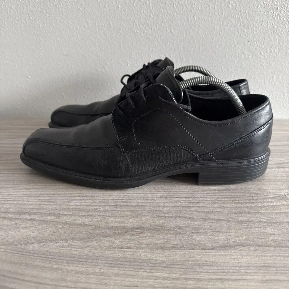 Ecco Austin Men Dress Shoes Black Size 43 US 9 Leather Oxford Square Toe Lace Up